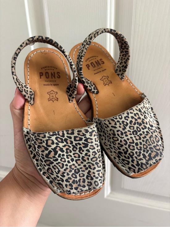 avarcas pons Other - Kids Leopard Print Leather Slingback Sandals - Beige/Black